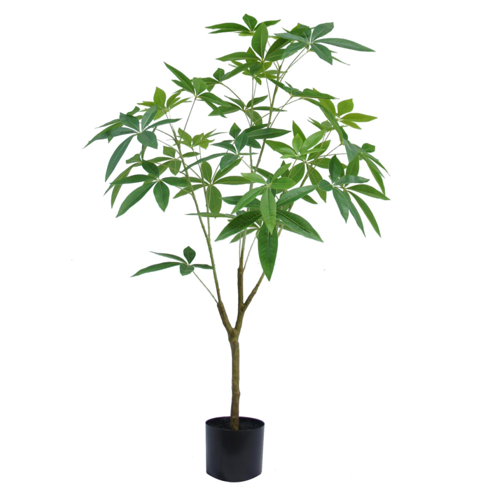 Leaf 120Cm Artificial Money Plant Pachira Realistic Faux Tree