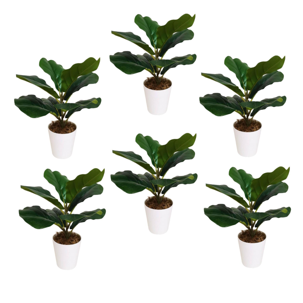 Leaf Artificial Fiddle Fig Plant in Pot 38cm Green - Image 4