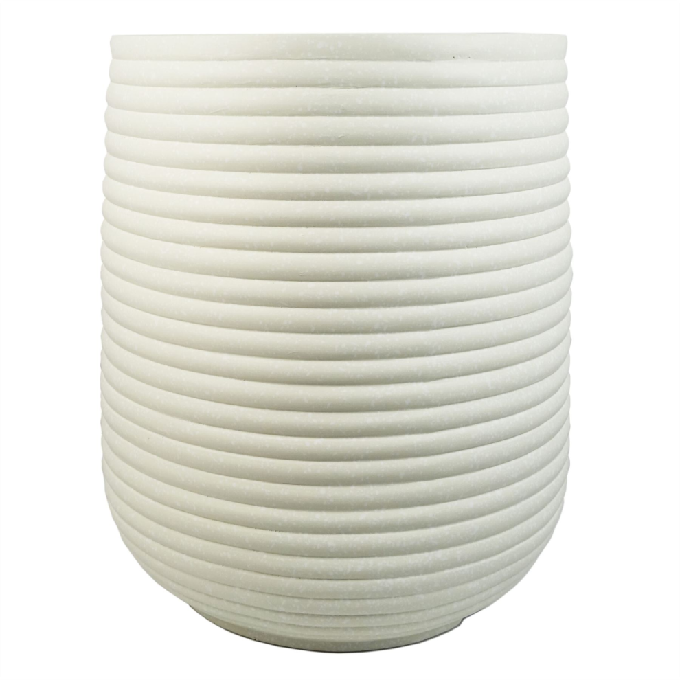 Leaf 46Cm X 40Cm Mikos Extra Large Ridged Composite Planter - Stone Colour - Image 3