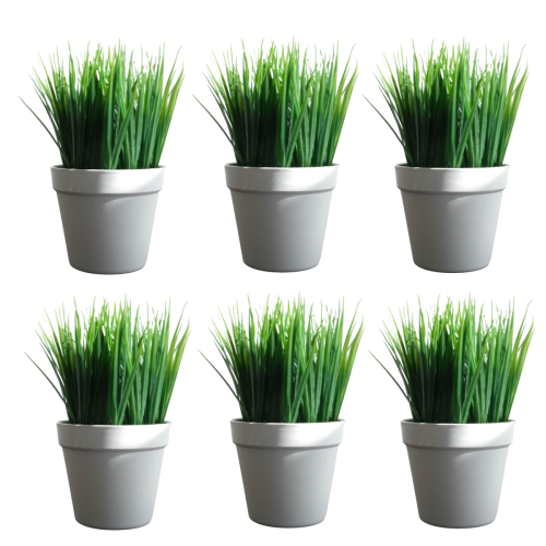 Leaf Pack of 6 x 22cm Artificial Grass Plant
