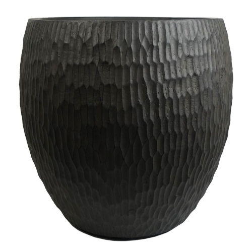 Leaf 43cm Inoke Embossed Large Grey Composite Planter Plant Pot