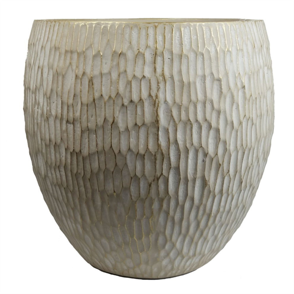 Leaf 43Cm Inoke Embossed Large Stone Colour Composite Planter Plant Pot