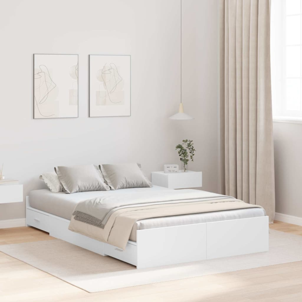 vidaXL Storage Bed Frame White 120 x 190 cm Engineered wood