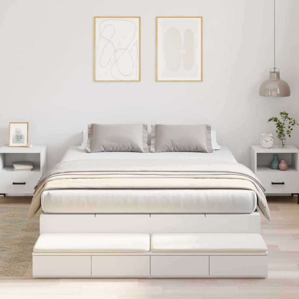 vidaXL Storage Bed Frame White 236.5 x 140 x 31.5 cm Engineered wood