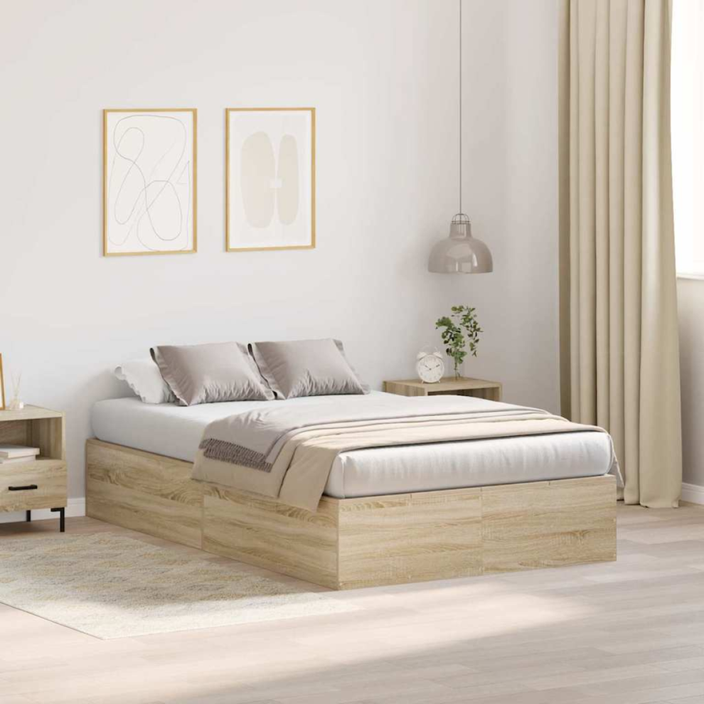 Vidaxl Bed Frame Sonoma Oak 200 X 120 X 31.5 Cm Engineered Wood 31.5Cm