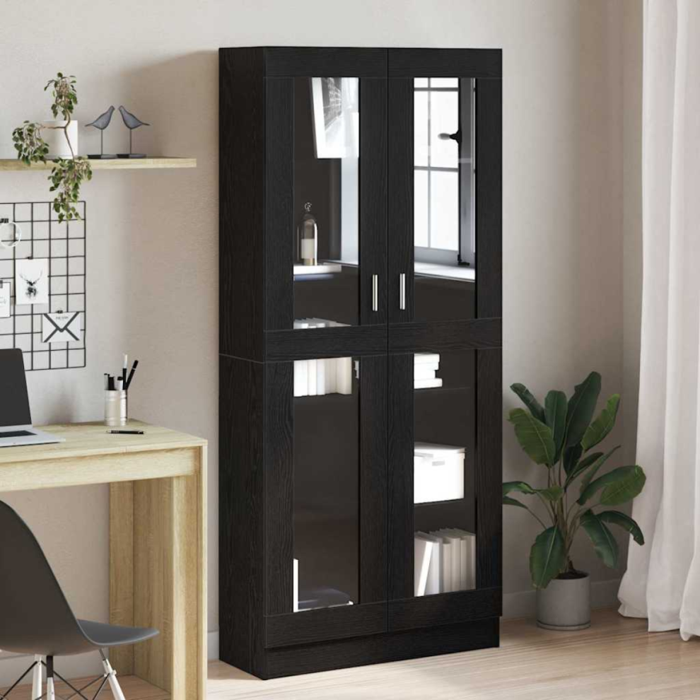 Vidaxl Black Book Cabinet Oak 82.5 X X 185 Cm Engineered Wood Size 30.5