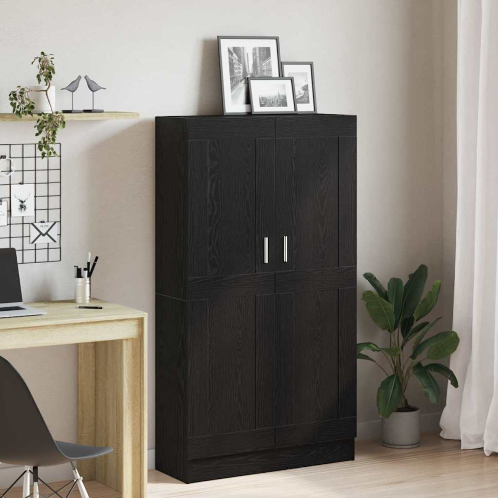 Vidaxl Black Book Cabinet Oak 82.5 X X 150 Cm Engineered Wood Size 30.5
