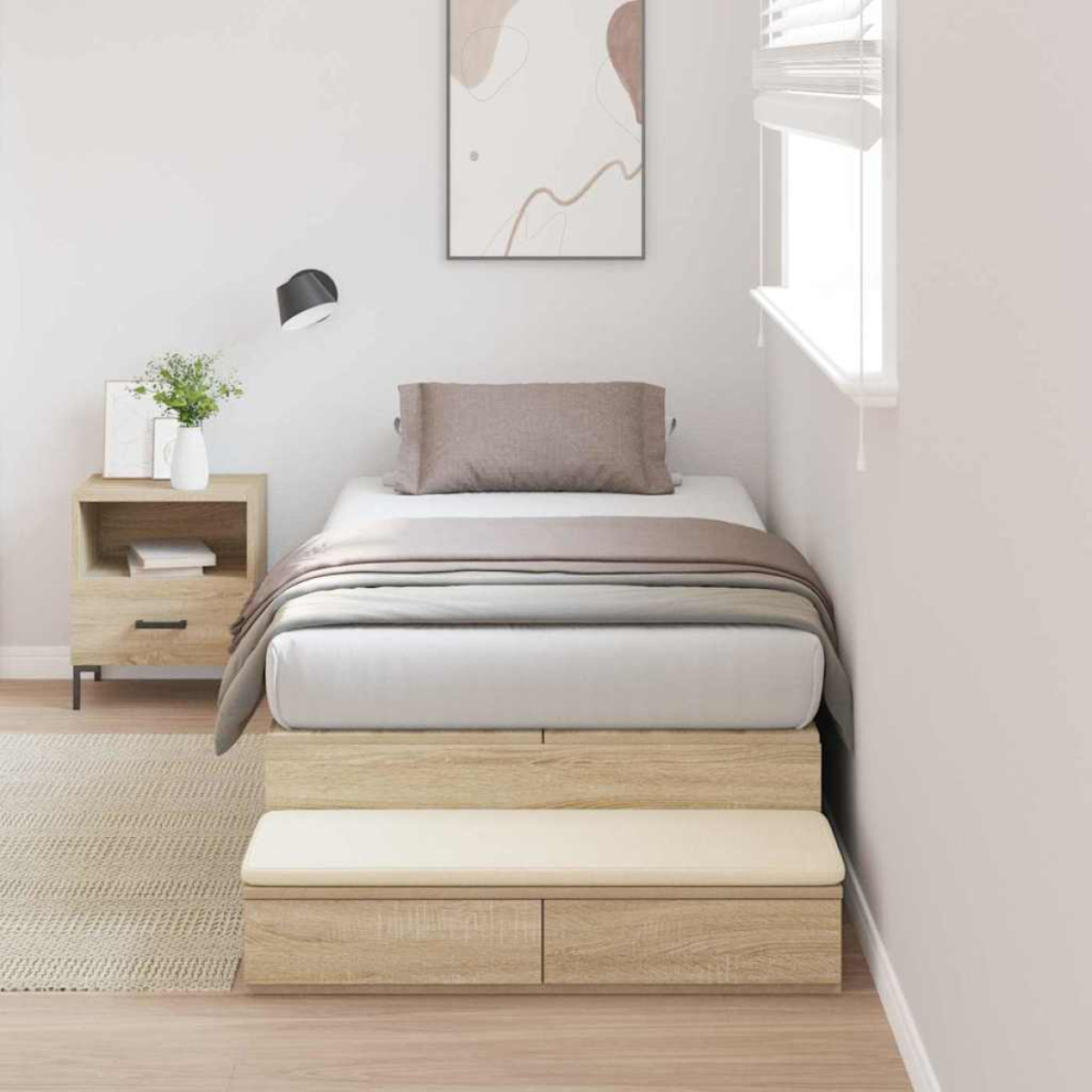 vidaXL Storage Bed Frame with Drawer Sonoma Oak 236.5 x 90 x 31.5 cm