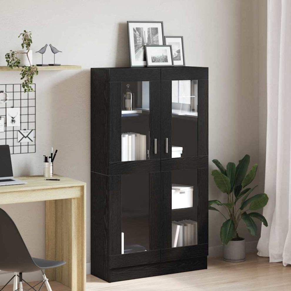 Vidaxl Black Book Cabinet Oak 82.5 X X 150 Cm Engineered Wood Size 30.5