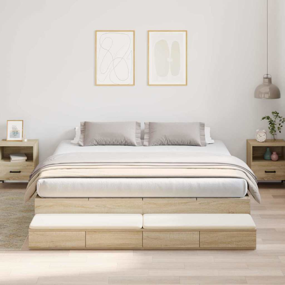 vidaXL Storage Bed Frame with Drawer Sonoma Oak 236.5 x 200 x 31.5 cm