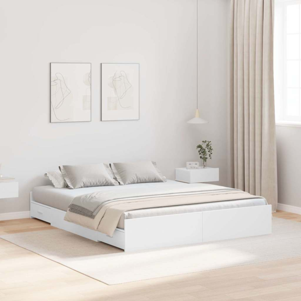 vidaXL Storage Bed Frame White 160 x 200 cm Engineered wood