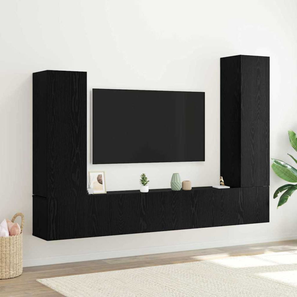 vidaXL TV Cabinet Set Wall-mounted 4 pcs Black oak 30.5 x 30 x 110 cm