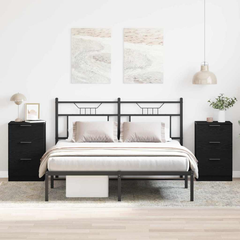 Vidaxl Black Bedside Cabinet Pcs Oak 40 X 65 X 65 Cm Engineered Wood Size 2