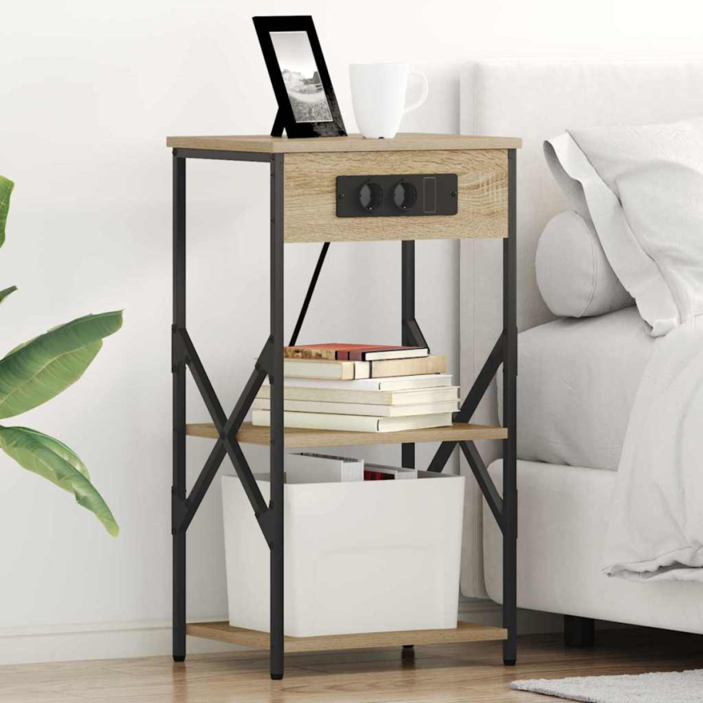vidaXL Bedside Cabinets with Shelf 2 pcs Sonoma oak 41 x 31 x 76 cm