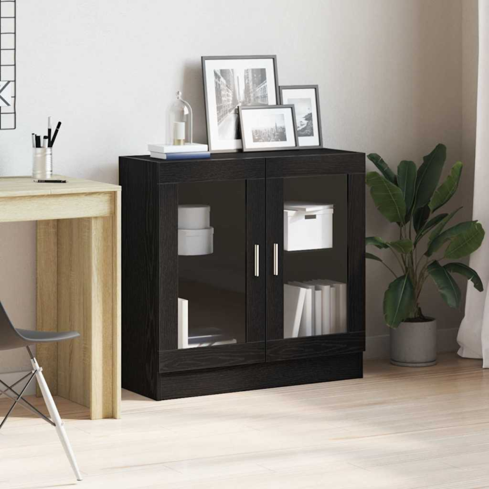 Vidaxl Black Book Cabinet Oak 82.5 X X 80 Cm Engineered Wood Size 30.5