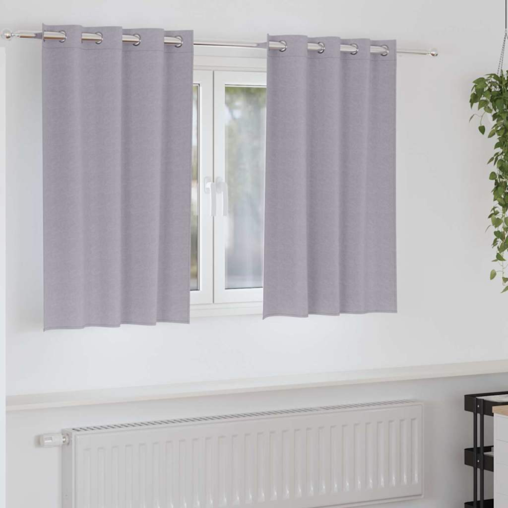 Vidaxl Curtains With Curtains Pcs Metal Polyester Grey Size 2