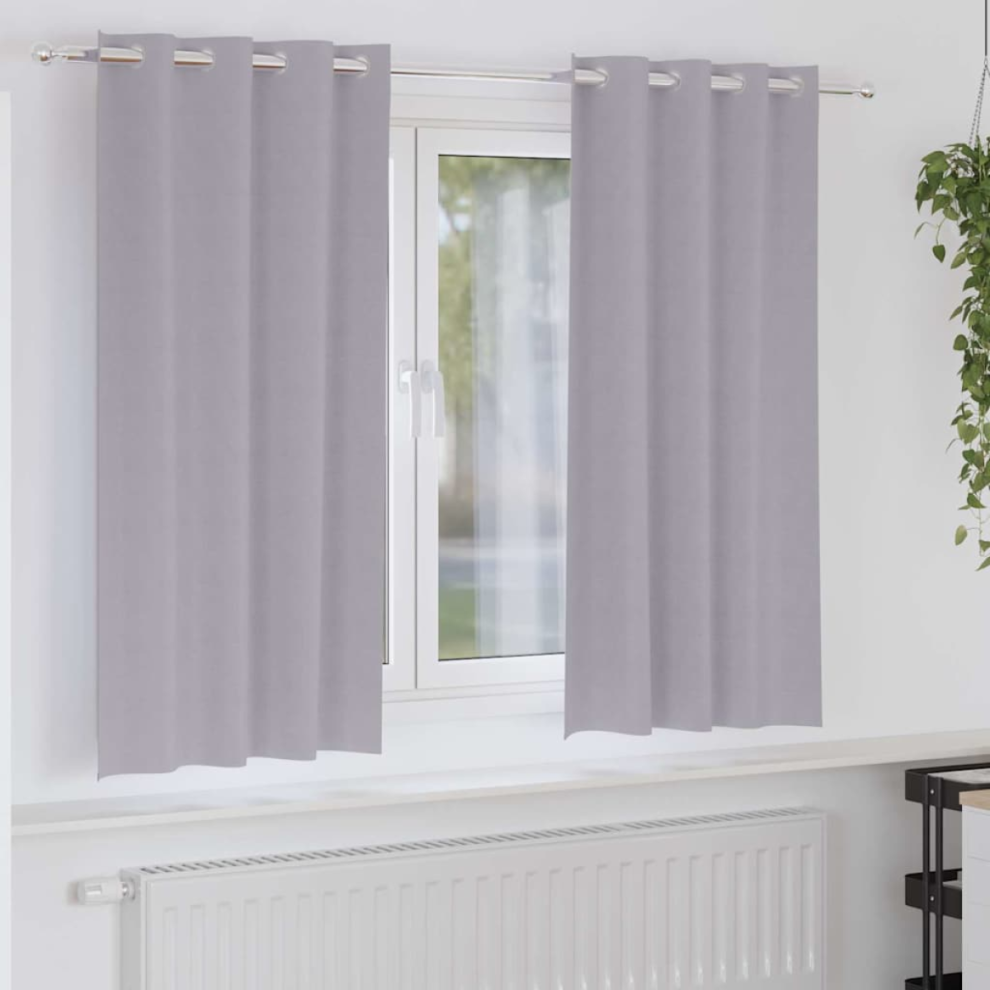 Vidaxl Curtains With Curtains Pcs Metal Polyester Grey Size 2