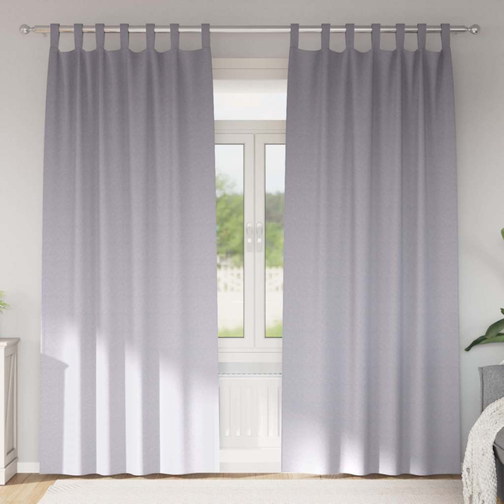 Vidaxl Curtains With Curtains Pcs Metal Polyester Grey Size 2