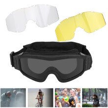 Occhiali da moto in PC, 20.1cmx7.7cm, 212g, Nero/Trasparente