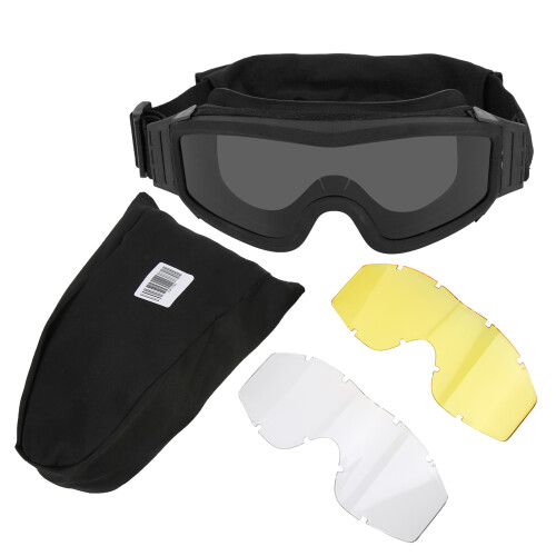 Occhiali da moto in PC, 20.1cmx7.7cm, 212g, Nero/Trasparente 1