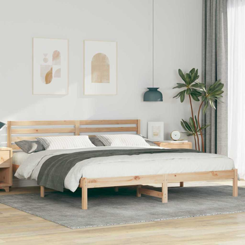 Vidaxl Bed Frame With Headboard 180 X 200 Cm Solid Pine Wood Brown