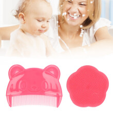 2 Stück Baby Kopfhaut Bürstenset Weiche Sensory Silikonbadbürste Bequeme Neugeborene Kopfhaut Badetool Rot