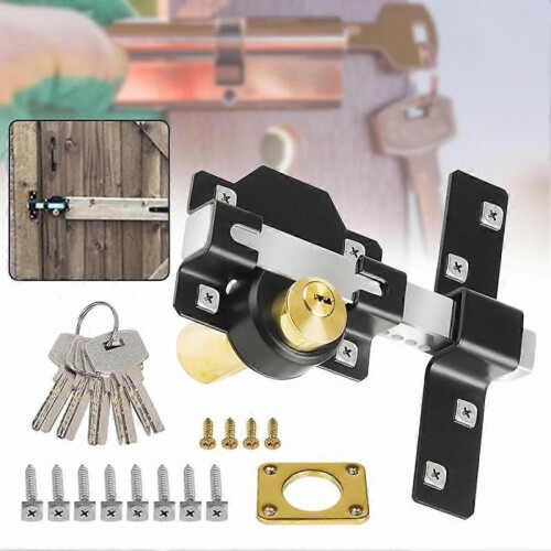 (70mm Lock Cylinder) Premium Long Throw Securitys Gate Lock Versatile Easy Installation for Backyard Fence Protection 1