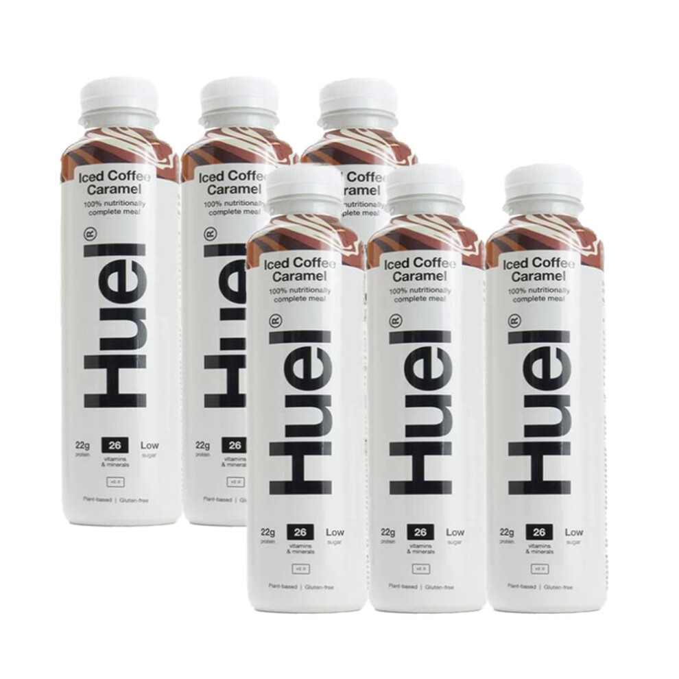 Huel Ready To Drink Nutritionally Complete Meal Iced Coffee Caramel Flavour Plant-Based Gluten-Free (6 X 500Ml)