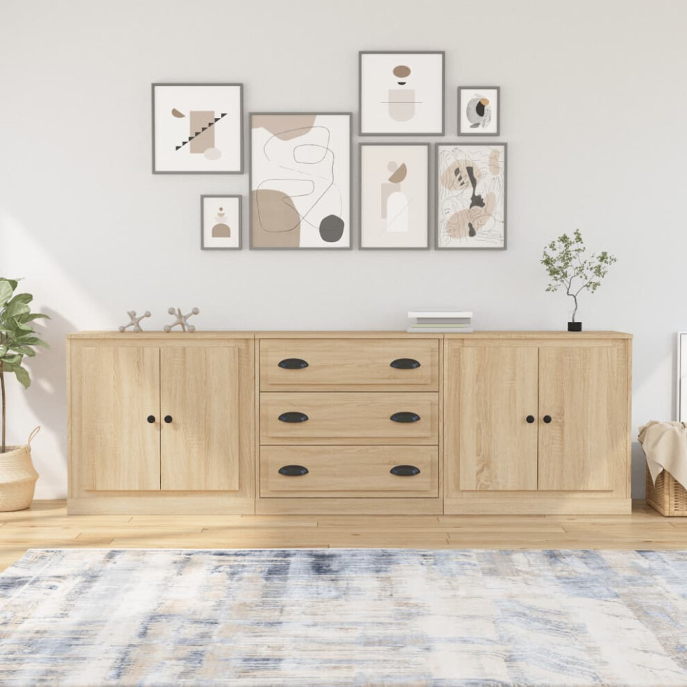 Vidaxl Sideboards 3 Pcs Sonoma Oak Engineered Wood