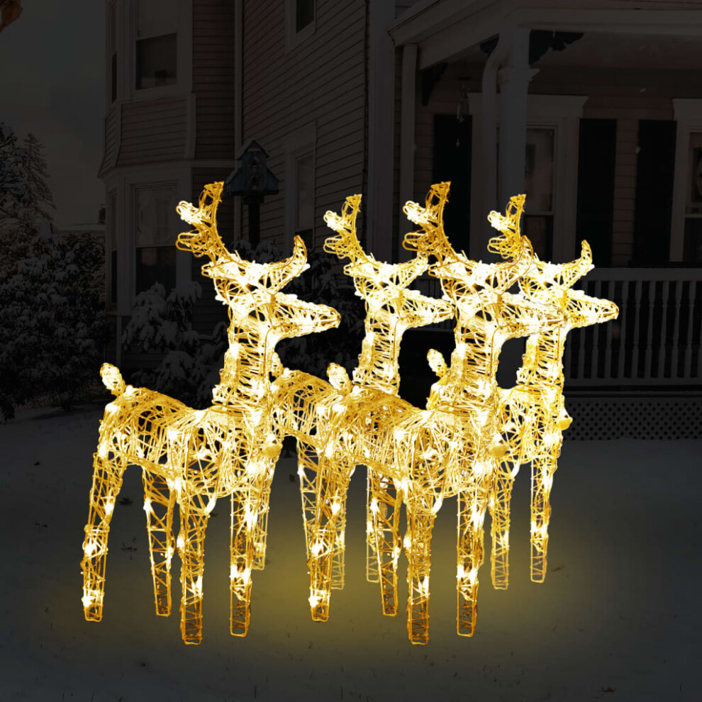 vidaXL Christmas Reindeer Decorations - 4 pcs - 160 LEDs - Acrylic - White - Image 2