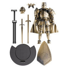 Action Robot Figure, Medieval Knight Action Figurine - Fully Articulated Desktop Decor with Removable Base in Yellow