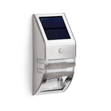 Silver Wireless Solar Garden Wall Lights Pack of 4 with PIR Motion Sensor 2 LED Super Bright Outdoor Security Lighting