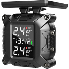 (282) Bandenspanningsmeter, Zonne-energie opladende motorfiets TPM's, Groot LCD-scherm met realtime