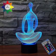(1003) Luova 3D-jooga-meditaatioyövalo 16 väriä vaihtava USB-käyttöinen kaukosäädin kosketuskytkin