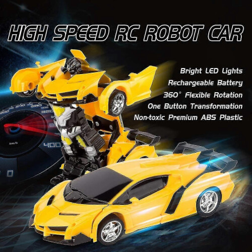 (1859) Voiture transformable télécommandée, robot RC rechargeable à rotation à 360 pour cascades et 2