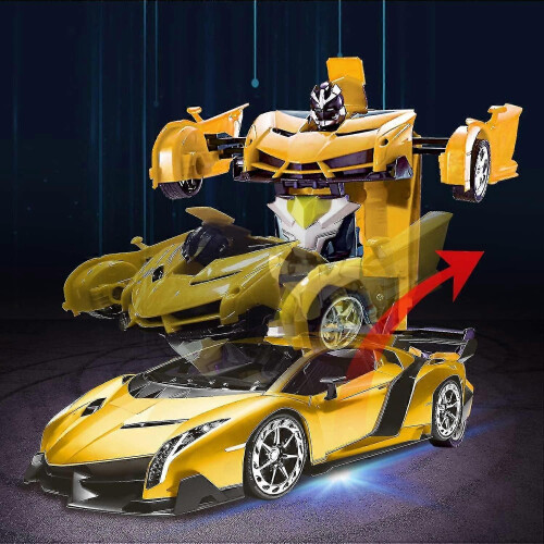 (2135) Coche robot transformable con control remoto, luces y deformación. Escala 1:18. Recargable. 2