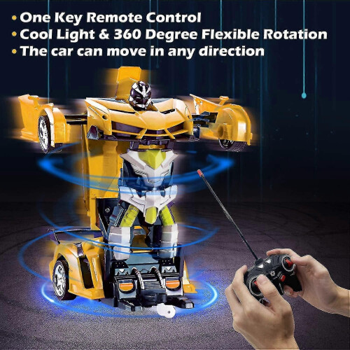 (2135) Coche robot transformable con control remoto, luces y deformación. Escala 1:18. Recargable. 1