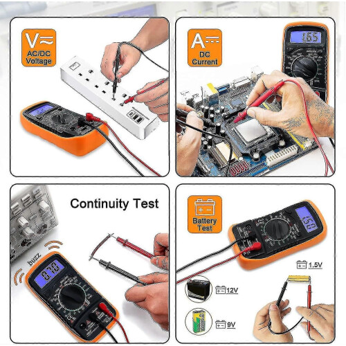 (2412) Digitale multimeter Voltmeter Batterijspanning Multitester AC DC Volt Ohm Amp Stroommeter Continuïteit 2