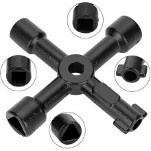 (2380) Llave de 4 vías - Llave de purga del radiador, llave de utilidad para caja eléctrica, llave para