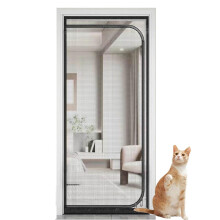 Fly Screen for Pets 90 x 195 cm, Black Cat Resistant Net, Scratch-Resistant Reinforced Grid for Home and Patio Doors