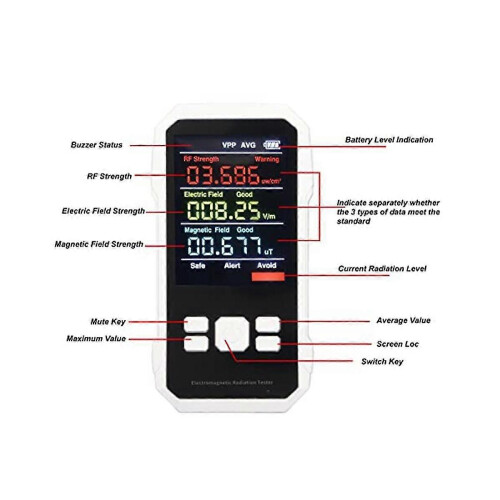 (132937) Misuratore di campi elettromagnetici, rilevatore di campi elettromagnetici LCD digitale portatile 2