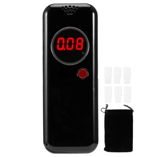 (133006)Drunk Driving Tester Exhalation Blowing Digital Lcd Display Handheld Detector Quick Response(black