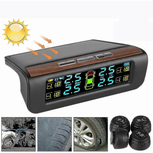 (133354) Trådlöst solcellsbaserat TPMS-däcktrycksövervakningssystem för bilar