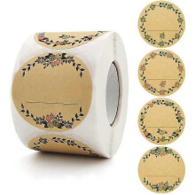 (1880) 500 stuks 5 cm Kraftpapier Stickers Etiketten Ronde Cadeaustickers Jampot Stickers