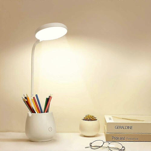 (1755)Eye Caring Table Lamp With Dimmable Bedside Lamp And Usb Charging Port
