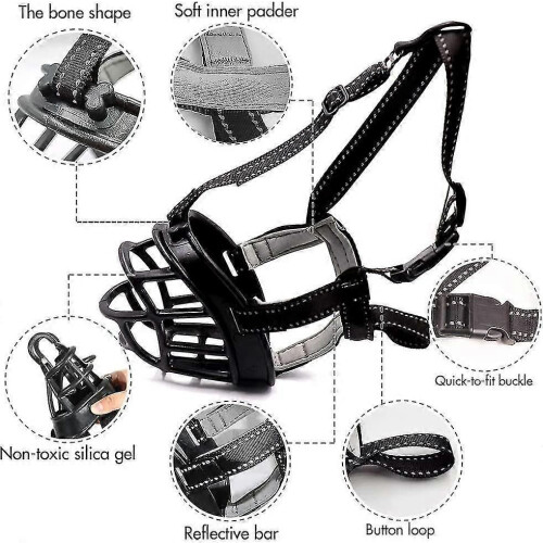 (2039)Soft Basket Muzzle For Dogs Secure And Comfortable Fit, Better Prevent Bites, Chewing And Barking 2
