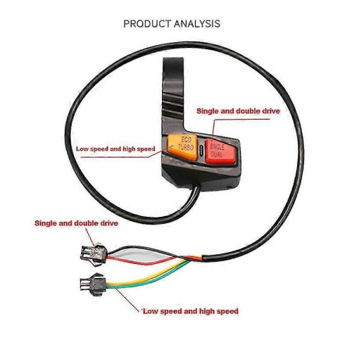 (648) Interrupteur de vitesse rapide/faible pour vélo électrique + commande simple/double pour vélo 2