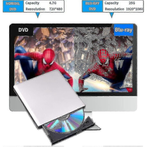 (2306)External Blu Ray Dvd Drive 3d, Usb 3.0 And Type-c Bluray Cd Dvd Reader 2