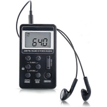 (2126) Am Fm-radio, mini draagbare zakradio-ontvanger met oortelefoon