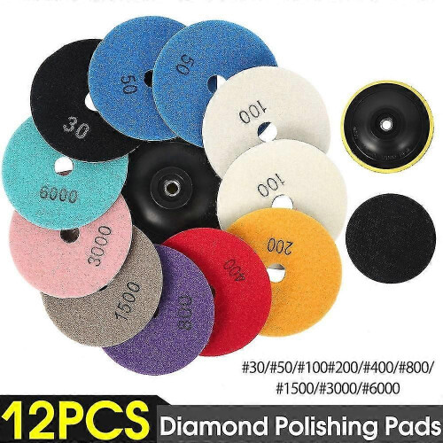 (919)12-piece Diamond Sanding Disc Polishing Pads Kit For Stone Buffing